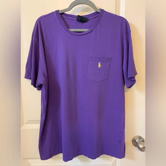 Men’s Polo Cotton Purple T-Shirt - Picture 1 of 4